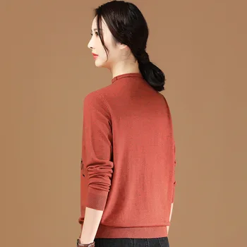 Aukšto kaklo, ilgomis rankovėmis dugnu prarasti 2021 m. pavasarį, rudenį naujas Megztinis Mados spausdinti džemperis moterims Didelis dydis M L XL