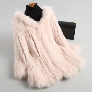 Nekilnojamojo Fox Fur Coat Rudens ir Žiemos Paltai Moterims Drabužių 2018 korėjos Ilgi Paltai Moterims Derliaus Rožinė Striukė Manteau Femme Hiver MY1072