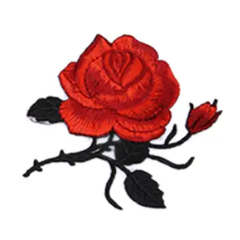 1 Vnt Viršų Dėmės Geležies-dėl Siūti-dėl Raudona Rožė Gėlių Siuvinėjimas Pataisų Motyvas Aplikacijos Vaikų, Moterų, 