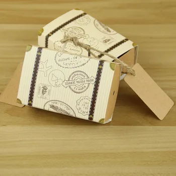 100vnt Europos Stiliaus kūrybos Mini Lagaminas Saldainių Dėžutės Vestuvių Nori Tiekimą Šalies Dovanų Dėžutė Su Tags & Lynai