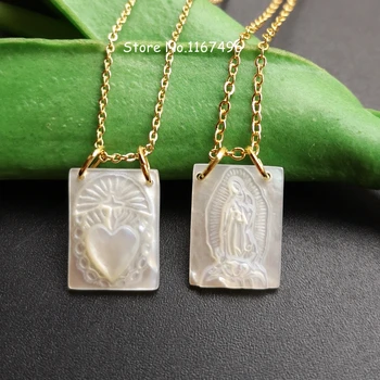 10vnt /daug Sumaišykite Dizaino, Natūralios Virgin Guadalupe Motina Pearl Shell Karoliai šventosios Širdies San Miguel angel Motina Pearl Shell