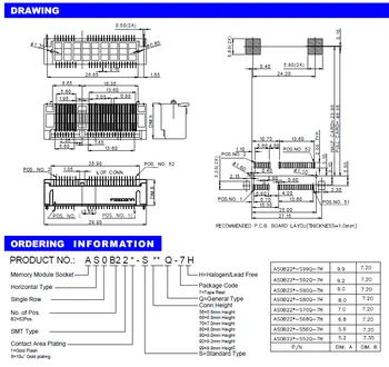 10vnt/pakuotė miniPCI-E lizdas AS0B221-S52Q-7H MINI PCIE H5.2 52P H=5.2 kortelės lizdas