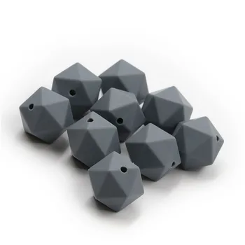 17mm Icosahedron silikono granulių Pilka Maisto kokybės silikono Kramtyti karoliukai Kūdikių Teethers KŪDIKIŲ Priežiūros Papuošalai, Žaislai