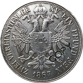 1867 m. Austrija 3 1/2 Gulden monetos kopija 41MM