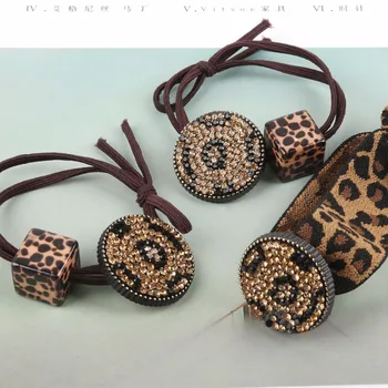 1pc/daug Plaukų Lankai Gumos Juosta Plaukų Žiedas Mergina Paprasta, Leopardas spausdinimui Šypsena Veide Kristalų Elastingas Plaukų Juostos Plaukų Aksesuarai