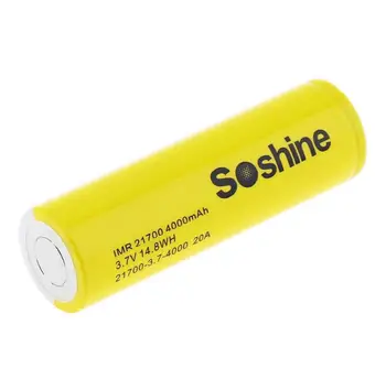 1pcs SOSHINE 21700 Li-ion įkraunama baterija 3.7 V 4000mah 14.8 WH su Saugomų PCB Elektros produktų žibintuvėlis originalas