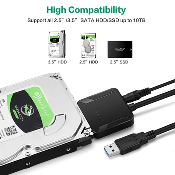 2.5/3.5 Colių USB 3.0 Prie SATA Konvertuoti Laidas HDD SSD Aukšta Kokybė, Greitas Pristatymas 22pin SataIII Su USB3.0 Adapteriai