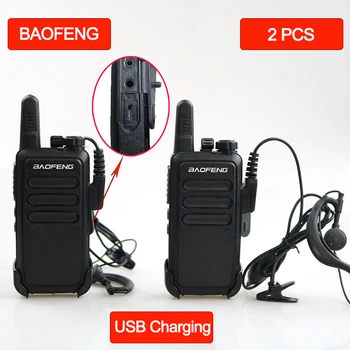 2 VNT BAOFENG R5 Pigūs Walkie Talkie Radijo 5W UHF Nešiojamą radijo stotele dvikrypčio Radijo ryšio USB Įkrovimo Walkie-Talkie Communicator