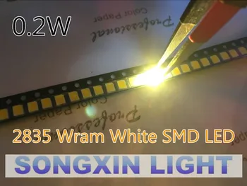 200PCS/daug Šiltai balta 2835 Ultra Ryškūs SMD LED 0.2 W 21-23LM šviesos diodų led lustas
