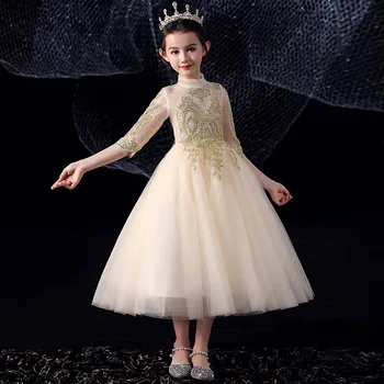 2020 M. Vaikų Suknelė Princesė Gėlių Mergaitės Suknelė Vaikas Ilgomis Rankovėmis Mergaitę Priimančiosios Vaikščioti Rodyti Gimtadienio Fortepijono Atlikimo Medžiaga