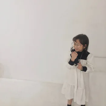 2021 M. Pavasarį Vaikų Mergaičių Medvilnės, Dviejų Spalvų Kratinys Suknelė Korėjos Stiliaus Vaikus Naujas Laisvalaikio Drabužių Trumpas Mados, #9340