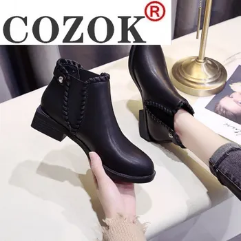 2021 Martin batai moteriški trumpi batai plokščiadugnis 2020 m. rudens ir žiemos naujas plus aksomo moterų batai Britų stiliaus vienos įkrovos