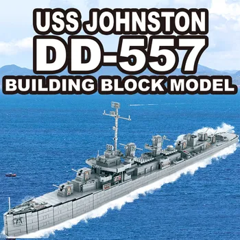 2661Pcs Kariuomenės Karo Laivu Mini Blokai Technikos Kūrėjo USS Johnston Miesto Kruizinio Laivo 
