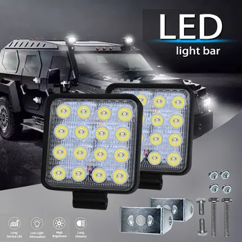27W 42W 48W 4x4 LED Šviesos Juosta Worklight Off Road LED Lemputė 12V Automobilio LED Darbo Lengvųjų Automobilių ATV Sunkvežimių Traukinio Automobilių Šviesos