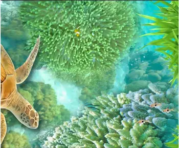 3 d pvc grindų pasirinktinius nuotraukų vandeniui savarankiškai sukibimas grindų Povandeninio pasaulio koralų vėžlys žuvų miegamasis 3d sienų freskomis tapetai
