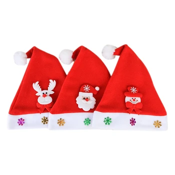 3 Vnt Naują Kalėdų Skrybėlės, Suaugusiems, Vaikams, Vaikų, Kostiumų Santa Claus Sniego Elnių Festivalis Skrybėlę