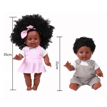 35cm Juoda Lėlė Afrikos Mergaitė Princesė Tikroviška Kūdikių Žaisti Lėlės Tikroviška Žaislai K9FF