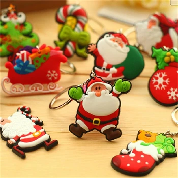 3D Animacinių filmų Kalėdų Keychain Medžio Santa Claus Pvc Kalėdų Dovana Kalėdų Raktą, Žiedą, Raktų pakabukai Kalėdų Papuošalų, Suvenyrų