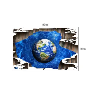 3D Blue Planet Kosmoso PVC Plakatas Sienos Įklijuoti Lipdukus Vaikai Kambarį Grindų Lipdukai Miegamasis Apdaila Sienų Tapybos Tapetai