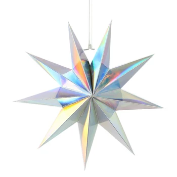 3D Devyni-pažymėjo Popieriaus Star Apdailos Šviesos Lempos Atspalvis Popieriaus Star Žibinto Su Laido Vestuvių, Gimtadienio Apdaila
