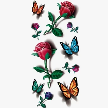 3D Laikinai Nuimamas Vandeniui Spalvinga Body Art Butterfly Gėlių Tatuiruotė aplinkosaugos ¾enklelis, Prašome leisti šiek tiek matmens skirtumas dėl