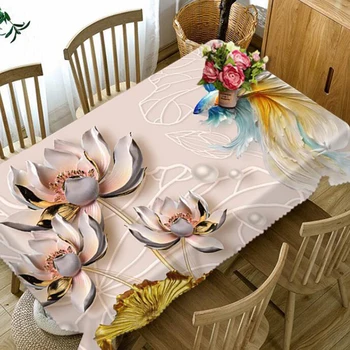 3D Staltiesė Balta Magnolia Gėlių Modelio Dulkėms Valgomojo Stalo staltiesė Raudona Rožė Vestuvių Šventė Poliesteris Stalo Dangtis