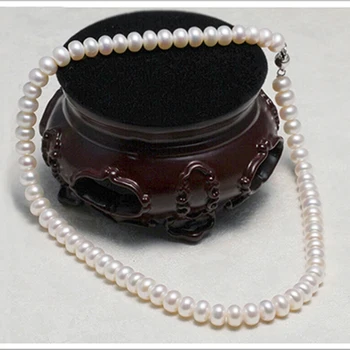 43cm 17inch 9.5-10mm gėlavandenių perlų karoliukus, chokers karoliai su elegantiška dovanų dėžutė klasikinis stilius