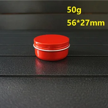 50g 50ml Tuščias Kosmetikos Raudonos Apvalios Mažos 56*27mm Aliuminio Dėžutė Metalo Skardines 