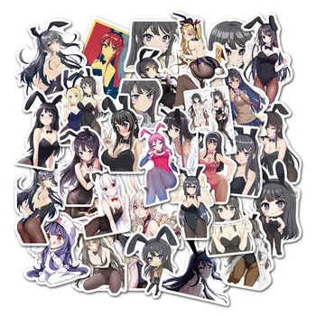 50PCS Japonija, Anime, Seksualus Animacinių filmų Bunny Mergina Lipdukai Snieglenčių Nešiojamas Bagažo Šaldytuvas 