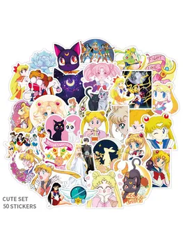 50pcs/pak Kawaii Sailor Moon Animacinių filmų Lipnios Etiketės PASIDARYK pats Apdailos Dienoraštis Lipdukai, Kanceliarinės prekės Vaikams Dovanų