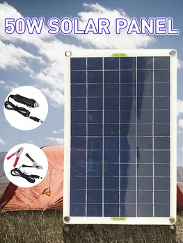 50W Saulės Skydelis, USB Išėjimas Saulės Elementų Poli Saulės Skydelis 12V/24V Baterija Įkroviklis, Patvarus, Aukšto konversijos norma