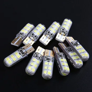 5VNT T10 LED kristalų lempos silikoninis vandeniui 2835 12 led 360 laipsnių licenciją plokštelės šviesos 12V