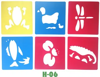 6PCS/DAUG.Žuvų, krabų Antis Varlė piešimo šablonas, trafaretas Vaikų meno taryba Ankstyvasis ugdymas švietimo žaislas Šalies favor14x15cm 18 dizainas