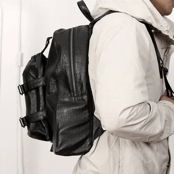 AETOO Rankų darbo galvos odos kuprinė, maži kompiuterio krepšys, odos laisvalaikio kelionės krepšys, vyriški ir moteriški krepšiai