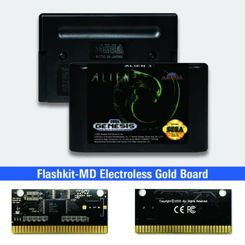Alien 3 - JAV Etiketės Flashkit MD Electroless Aukso PCB Kortele Sega Genesis Megadrive Vaizdo Žaidimų Konsolės