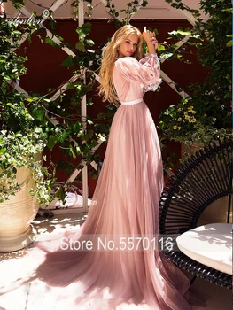 Alonlivn Sluoksniuotos Rankovėmis Vestuvių Suknelės Linijos Appliques Rožinės Spalvos Tiulio Chic Stiliaus Nuotakos Vestuvių Suknelės Vestido De Noiva