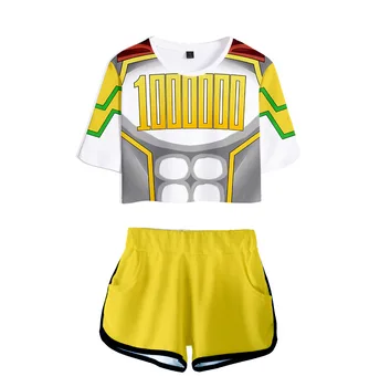 Anime Mano Herojus akademinės bendruomenės 3D Atspausdintas Trumpas Rankovės Pasėlių Top + Shorts Dviejų dalių Rinkinys Moterims sportiniai Kostiumai mokyklines Uniformas Cosplay Kostiumas