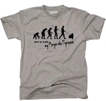 Apvalios Kaklo Žmogus T-Shirt EVOLIUCIJA BERGER DES PIRĖNŲ Gimęs Vaikščioti Hunde Hund Siviwonder Bis 3XL Spausdinti Marškinėliai