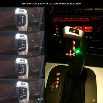 Apšviestas LHD Automatinis LED Pavarų Perjungimo Rankenėlė Galvos Shifter Svirtis su Laidais BMW E46 E60 E61 E63 E64 X6 stiliaus