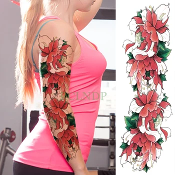 Atsparus vandeniui Laikina Tatuiruotė Lipdukas, pilnas rankos Gražių gėlių didelio dydžio netikrą tatto body art 