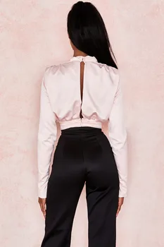 Aukščiausios kokybės naujos rožinės spalvos juoda ilgomis rankovėmis Seksualus apvalkalą bodysuit Seksualus vakaro bodysuit