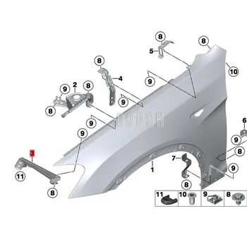Automobilio Šoninis rėmas 2011-b mwX3 X3 F25 20dX N47N X3 35iX X3 28iX N52N Teisę priekinio sparno apatinės atramos, priekinio sparno tvirtinimo sėdynės