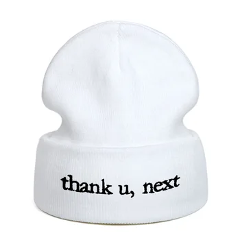 Ačiū U,Šalia Raidės Siuvinėjimas Kepuraitė Moterims Žmogus Ariana Grande siuvinėjimo Megzta kepurė Šilta Žiemos Unisex Lauko Skrybėlės