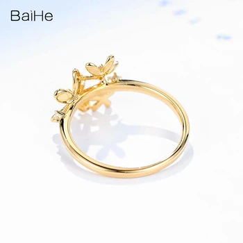 BAIHE Kietas 14 KARATŲ Geltonasis Auksas 0.07 ct H/SI Gamtinių Deimantų Vestuvių Juostoje Dovana Moterims Fine Jewelry Gražių Gėlių Deimanto Žiedas