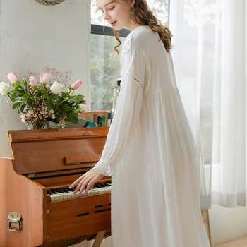 Balta nightdress didelio dydžio prarasti Sleepwear moterų pavasarį, rudenį vasaros rūmai stiliaus pijama namuose paslaugų, gali būti dėvimi ne
