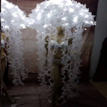 Baltas led Medūzos kostiumai sportinių šokių dj, dainininkas led suknelė šviesos šukuosena etape šalis parodyti dėvėti audinio gimtadienio dovana