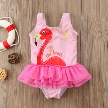 Bamblys Vaikas Kūdikių Mergaičių 1T-6T Flamingo Spausdinti Bikini Nustatyti, maudymosi Kostiumėliai, maudymosi kostiumėlį, Maudymosi Paplūdimys