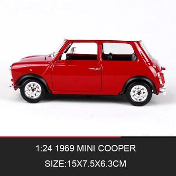 BBUAGO 1:24 MINI 1969 COOPER Diecast Modelio Automobilių Metalų, Automobilių, Vaikams, Žaislai, Automobilių modeliu, Dovanų Kolekcija