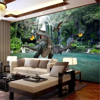 Beibehang Tapetai užsakymą didelio masto asmeninį dinozaurų rojus kambarį pramogų vieta TV fono sienos