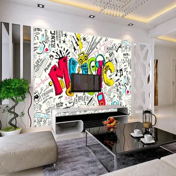 Beibehang Užsakymą 3D Abstrakčių Muzikinių Vaikų Kambarys Grafiti Didelės Freskos, Kavinė Restoranas, Baras, Miegamasis Gatves, Rock Tapetai